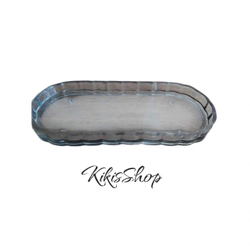 Hearth &Hand Magnolia Fluted Glass Bathroom Tray Light Green